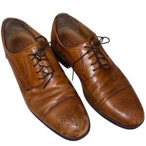 JOHNSON & MURPHY Dress Shoes in Brown Leather Size 8-1/2 M